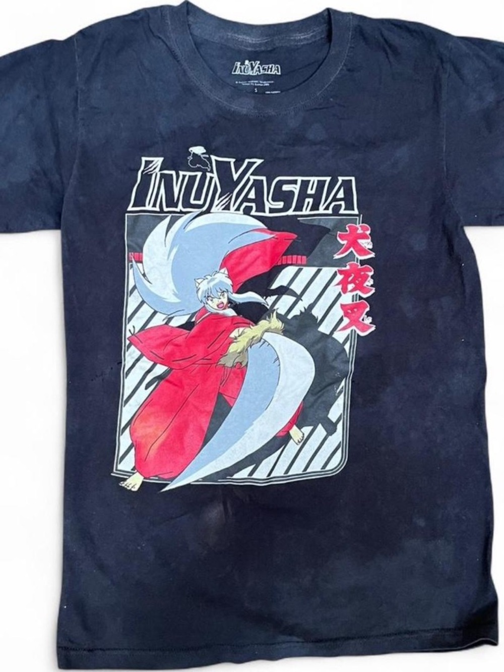 Inuyasha Anime Graphic Tee Faded Cloud Wash Small Y2K Kagome Sesshomaru